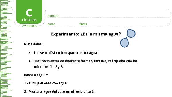Experimento: ¿Es la misma agua? Experimento: ¿Es la misma agua?