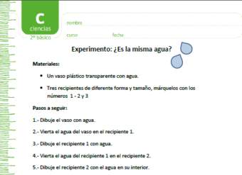 Experimento: ¿Es la misma agua? Experimento: ¿Es la misma agua?