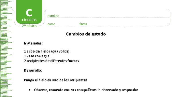 Cambios de estado Cambios de estado