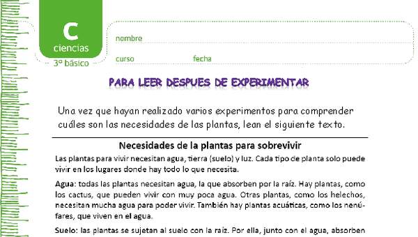 Para leer después de experimentar Para leer después de experimentar