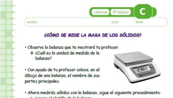 ¿Cómo se mide la masa de los sólidos?