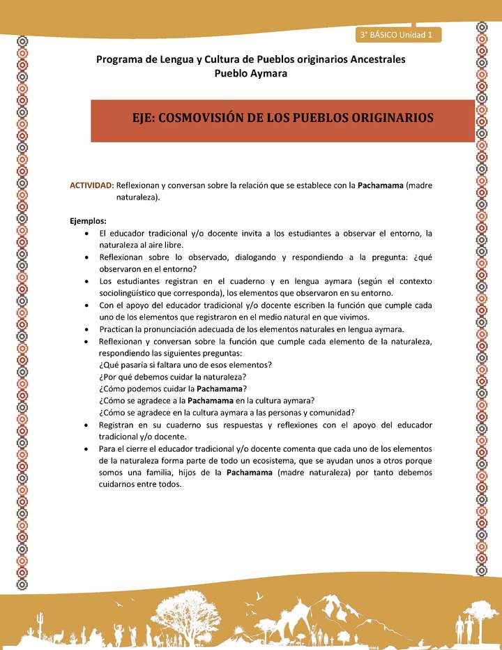 10-Actividad Sugerida LC03 U01-OA12-Reflexionan y conversan sobre la relaci+¦n que se establece con la Pachamama(madre naturaleza). 10-Actividad Sugerida LC03 U01-OA12-Reflexionan y conversan sobre la relaci+¦n que se establece con la Pachamama(madre naturaleza).