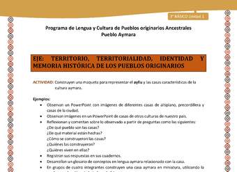 07-Actividad Sugerida LC03 U01-0A07-Construyen una maqueta para representar el ayllu y las casas caracter+¡sticas de la cultura aymara. 07-Actividad Sugerida LC03 U01-0A07-Construyen una maqueta para representar el ayllu y las casas caracter+¡sticas de la cultura aymara.