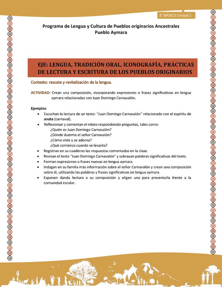 03-Actividad Sugerida LC03 U01-LR01-Crean  una  composici+¦n,  incorporando  expresiones  o  frases  significativas  en  lengua aymara relacionadas con Juan Domingo Carnaval+¦n 03-Actividad Sugerida LC03 U01-LR01-Crean  una  composici+¦n,  incorporando  expresiones  o  frases  significativas  en  lengua aymara relacionadas con Juan Domingo Carnaval+¦n