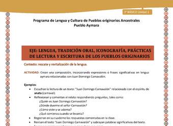 03-Actividad Sugerida LC03 U01-LR01-Crean  una  composici+¦n,  incorporando  expresiones  o  frases  significativas  en  lengua aymara relacionadas con Juan Domingo Carnaval+¦n 03-Actividad Sugerida LC03 U01-LR01-Crean  una  composici+¦n,  incorporando  expresiones  o  frases  significativas  en  lengua aymara relacionadas con Juan Domingo Carnaval+¦n