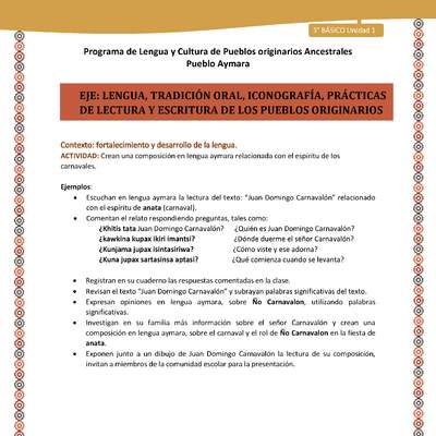05-Actividad Sugerida LC03 U01-LF01-Crean una composici+¦n en lengua aymara relacionada con el esp+¡ritu de los carnavales. 05-Actividad Sugerida LC03 U01-LF01-Crean una composici+¦n en lengua aymara relacionada con el esp+¡ritu de los carnavales.
