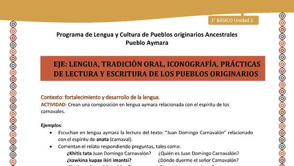 05-Actividad Sugerida LC03 U01-LF01-Crean una composici+¦n en lengua aymara relacionada con el esp+¡ritu de los carnavales. 05-Actividad Sugerida LC03 U01-LF01-Crean una composici+¦n en lengua aymara relacionada con el esp+¡ritu de los carnavales.