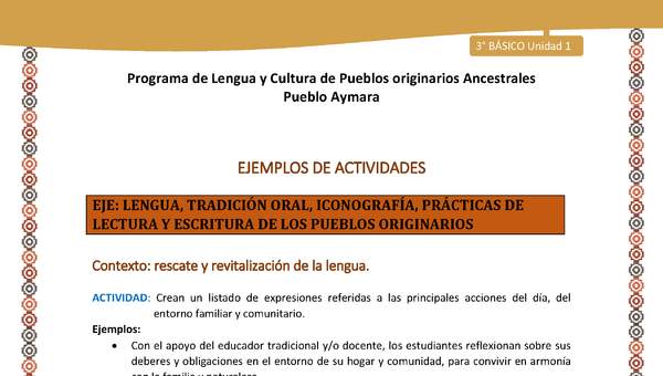 05-Actividad Sugerida LC03-U02-LR02-Crean un listado de expresiones referidas a las principales acciones del día, del entorno familiar y comunitario. 05-Actividad Sugerida LC03-U02-LR02-Crean un listado de expresiones referidas a las principales acciones del día, del entorno familiar y comunitario.