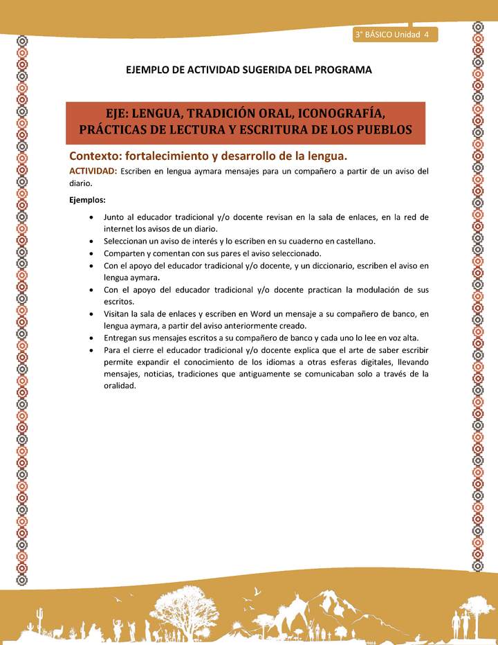 09-Actividad Sugerida LC03-U03 -AYM-LF04-Escriben en lengua aymara mensajes para un compañero a partir de un aviso del diario. 09-Actividad Sugerida LC03-U03 -AYM-LF04-Escriben en lengua aymara mensajes para un compañero a partir de un aviso del diario.