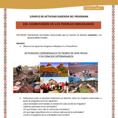 15-Actividad Sugerida LC03-U03 -AYM-OA09-Representan actividades ceremoniales que se realizan en tiempos satapacha y en espacios determinados. 15-Actividad Sugerida LC03-U03 -AYM-OA09-Representan actividades ceremoniales que se realizan en tiempos satapacha y en espacios determinados.
