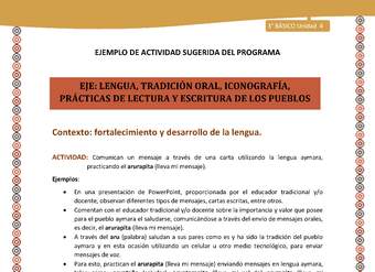 10-Actividad Sugerida LC03-U03 -AYM-LF04-Comunican un mensaje a través de una carta utilizando la lengua aymara, practicando el arurapita (lleva mi mensaje). 10-Actividad Sugerida LC03-U03 -AYM-LF04-Comunican un mensaje a través de una carta utilizando la lengua aymara, practicando el arurapita (lleva mi mensaje).
