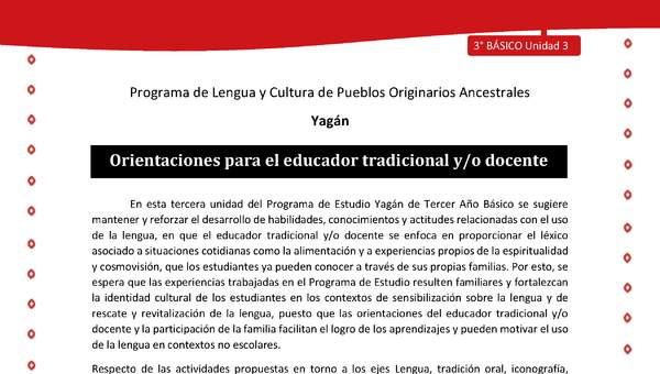 Orientaciones para el educador tradicional y/o docente Orientaciones para el educador tradicional y/o docente