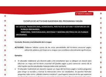 Elaboran folletos acerca de las cinco parcialidades del territorio ancestral yagán, utilizando palabras y o Elaboran folletos acerca de las cinco parcialidades del territorio ancestral yagán, utilizando palabras y o