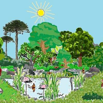 Dibujo de ecosistema chileno para analizar interacciones Dibujo de ecosistema chileno para analizar interacciones