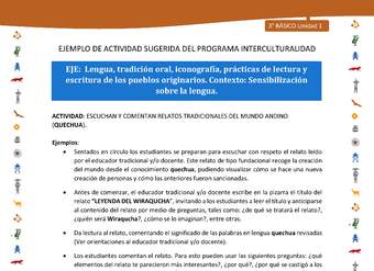 Escuchan y comentan relatos tradicionales del mundo andino (quechua) Escuchan y comentan relatos tradicionales del mundo andino (quechua)