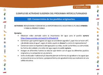 Reflexionan y comentan la importancia del agua para el pueblo Aymara y para su propio pueblo Reflexionan y comentan la importancia del agua para el pueblo Aymara y para su propio pueblo