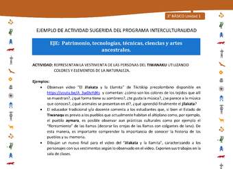 Representan la vestimenta de las personas del tiwanaku utilizando colores y elementos de la naturaleza Representan la vestimenta de las personas del tiwanaku utilizando colores y elementos de la naturaleza