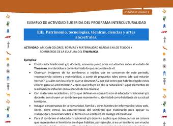 Aplican colores, formas y materialidad usadas en los tejidos y sombreros de la cultura del tiwanaku Aplican colores, formas y materialidad usadas en los tejidos y sombreros de la cultura del tiwanaku