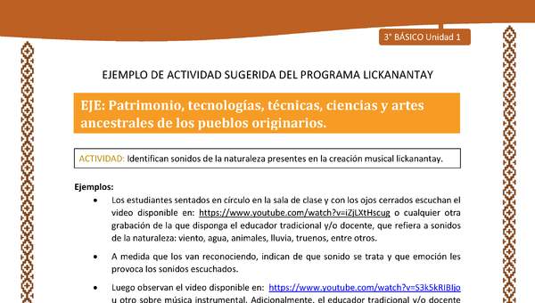 Identifican sonidos de la naturaleza presentes en la creación musical lickanantay Identifican sonidos de la naturaleza presentes en la creación musical lickanantay