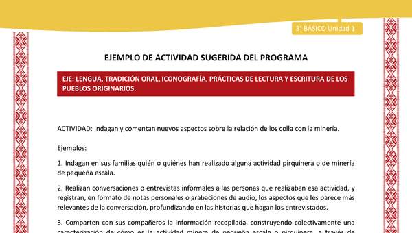 03-Actividad Sugerida LC03 COL-U01-LS01-Indagan y comentan nuevos aspectos sobre la relación de los colla con la minería 03-Actividad Sugerida LC03 COL-U01-LS01-Indagan y comentan nuevos aspectos sobre la relación de los colla con la minería