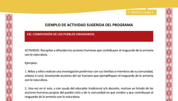 07-Actividad Sugerida LC03 COL-U01-OA12-Recopilan y difunden las acciones humanas que contribuyen al resguardo de la armonía con la naturaleza. 07-Actividad Sugerida LC03 COL-U01-OA12-Recopilan y difunden las acciones humanas que contribuyen al resguardo de la armonía con la naturaleza.