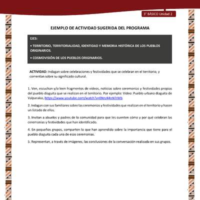 01-Actividad Sugerida LC03 DIA-U02-OA06;OA11-Indagan sobre celebraciones y festividades que se celebran en el territorio, y comentan sobre su significado cultural. 01-Actividad Sugerida LC03 DIA-U02-OA06;OA11-Indagan sobre celebraciones y festividades que se celebran en el territorio, y comentan sobre su significado cultural.