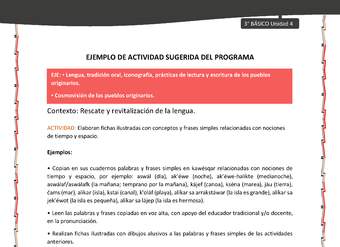05-Actividad sugerida: LC03-KAW-U04-LR04;OA09-Elaboran fichas ilustradas con conceptos y frases simples relacionadas con nociones de tiempo y espacio. 05-Actividad sugerida: LC03-KAW-U04-LR04;OA09-Elaboran fichas ilustradas con conceptos y frases simples relacionadas con nociones de tiempo y espacio.