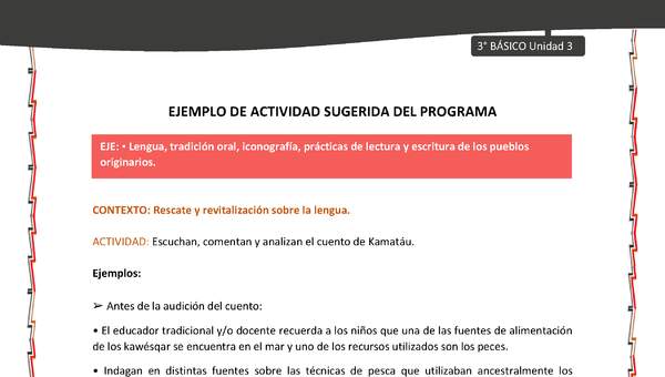 03-Actividad sugerida: LC03-KAW-U03-LR03;LR05-Escuchan, comentan y analizan el cuento de Kamatáu. 03-Actividad sugerida: LC03-KAW-U03-LR03;LR05-Escuchan, comentan y analizan el cuento de Kamatáu.