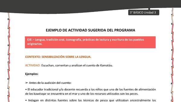 02-Actividad sugerida: LC03-KAW-U03-LS03;LS05-Escuchan, comentan y analizan el cuento de Kamatáu. 02-Actividad sugerida: LC03-KAW-U03-LS03;LS05-Escuchan, comentan y analizan el cuento de Kamatáu.