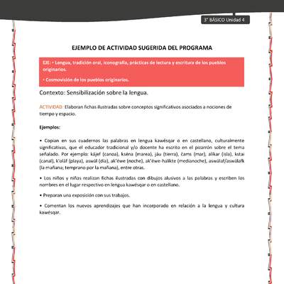03-Actividad sugerida: LC03-KAW-U04-LA04;OA09-Elaboran fichas ilustradas sobre conceptos significativos asociados a nociones de tiempo y espacio. 03-Actividad sugerida: LC03-KAW-U04-LA04;OA09-Elaboran fichas ilustradas sobre conceptos significativos asociados a nociones de tiempo y espacio.