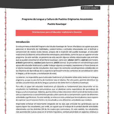01-Orientaciones al docente - LC03 - Kawésqar - U1 -Orientaciones al educador tradicional y/o docente 01-Orientaciones al docente - LC03 - Kawésqar - U1 -Orientaciones al educador tradicional y/o docente