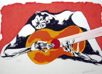 El guitarrista de Oswaldo Guayasamin El guitarrista de Oswaldo Guayasamin