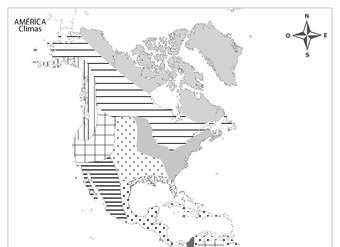 Mapa climático de América en blanco y negro Mapa climático de América en blanco y negro