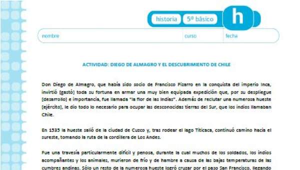 Diego de Almagro y el descubrimiento de Chile Diego de Almagro y el descubrimiento de Chile