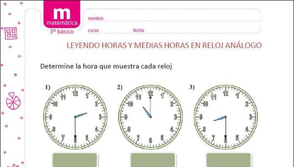 Leer medias y horas en reloj análogo y digital Leer medias y horas en reloj análogo y digital