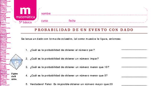 Probabilidad de un evento con dado Probabilidad de un evento con dado