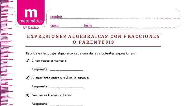 Expresiones algebraicas con fracciones y parentesis Expresiones algebraicas con fracciones y parentesis