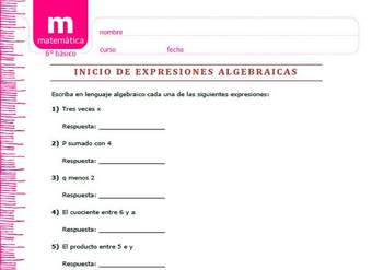 Expresiones algebraicas inicio Expresiones algebraicas inicio
