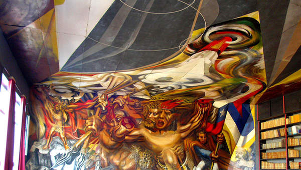 Mural de Siqueiros en Escuela México. Muro Sur Mural de Siqueiros en Escuela México. Muro Sur