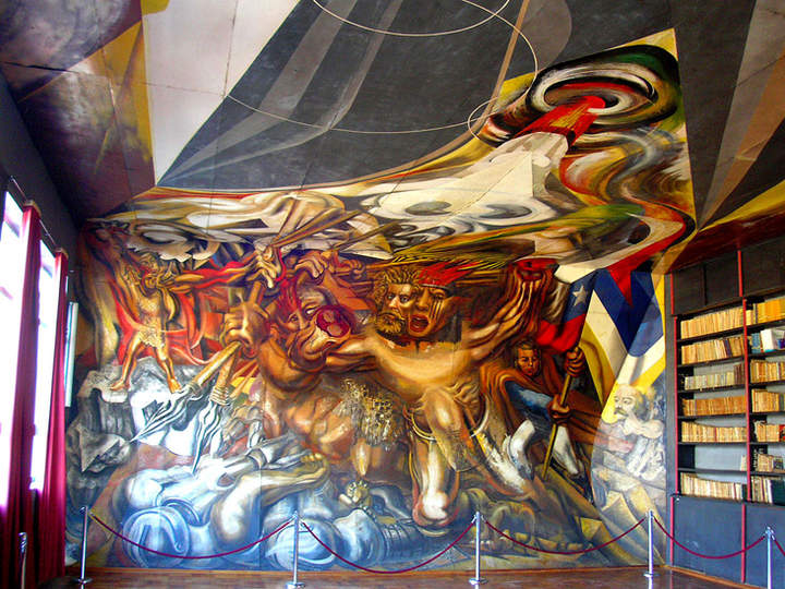 Mural de Siqueiros en Escuela México. Muro Sur Mural de Siqueiros en Escuela México. Muro Sur