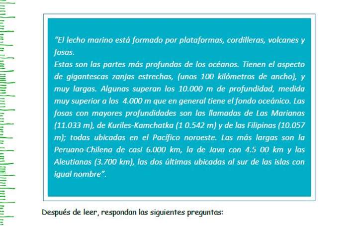 Características del fondo marino Características del fondo marino