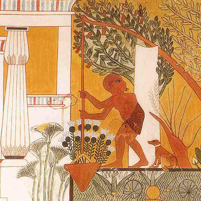 Escena del jardinero utilizando un shaduf, la tumba de Ipuy en Deir el Medina Escena del jardinero utilizando un shaduf, la tumba de Ipuy en Deir el Medina