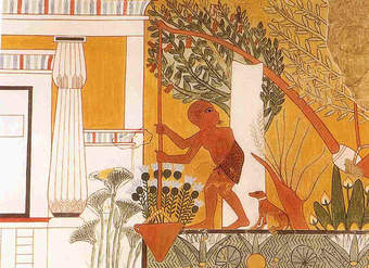 Escena del jardinero utilizando un shaduf, la tumba de Ipuy en Deir el Medina Escena del jardinero utilizando un shaduf, la tumba de Ipuy en Deir el Medina