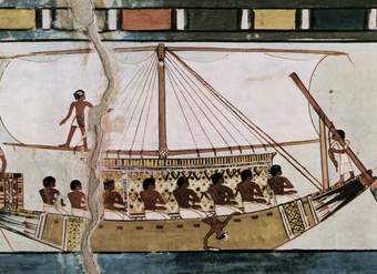 Escena del viaje en barco en el funeral de Menna Escena del viaje en barco en el funeral de Menna