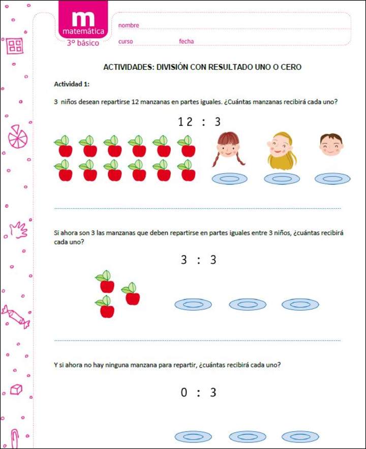 División por uno y con resultado uno o cero División por uno y con resultado uno o cero