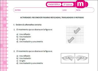 Reconocer figuras reflejadas, trasladadas o rotadas Reconocer figuras reflejadas, trasladadas o rotadas