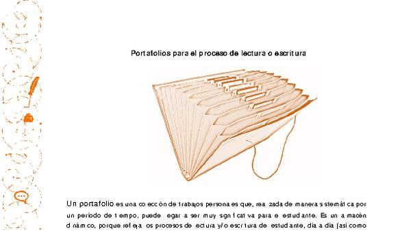 Portafolios para el proceso de lectura o escritura Portafolios para el proceso de lectura o escritura