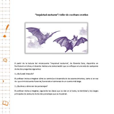 Taller de escritura: Inquietud nocturna Taller de escritura: Inquietud nocturna