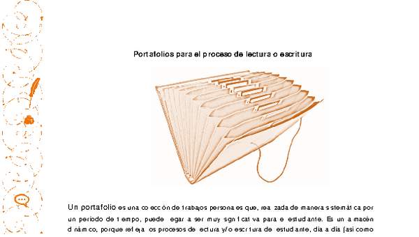 Portafolios para el proceso de lectura o escritura Portafolios para el proceso de lectura o escritura