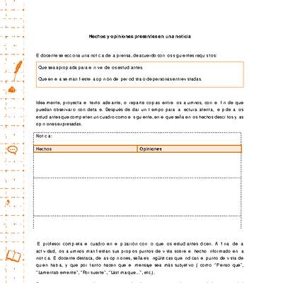Hechos y opiniones presentes en una noticia Hechos y opiniones presentes en una noticia